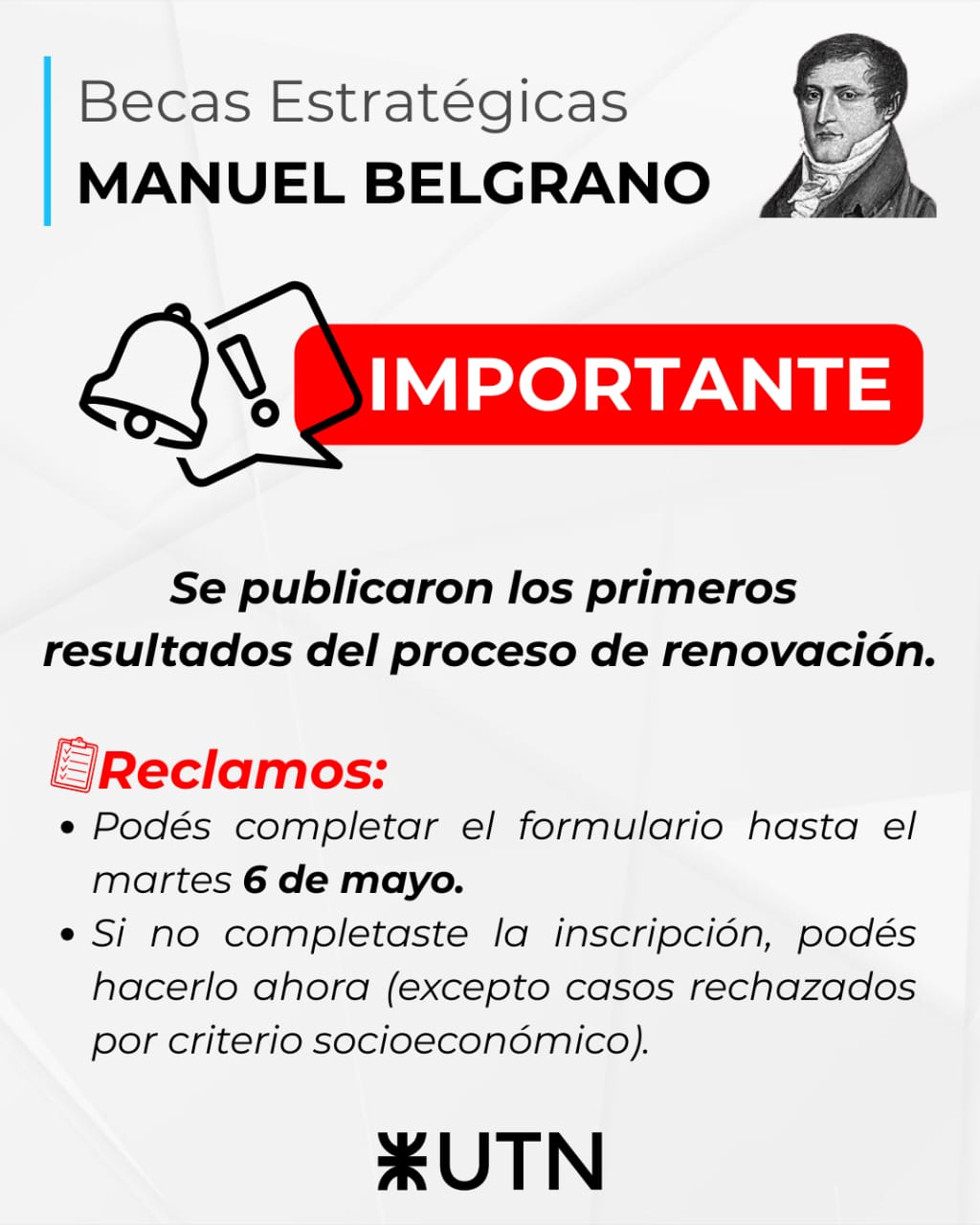 Información Reclamos Renovantes 2025 Becas Manuel Belgrano